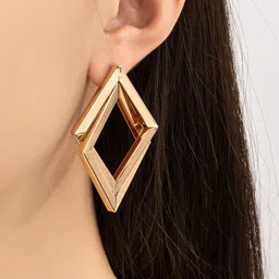 CARIA Stainless Steel Gold-Plate Geometric Shaped Drop Earrings-picture-17