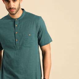 Anouk Men Green Pure Cotton Daily Wear Waist Length Kurta-picture-32