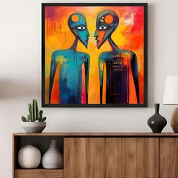 999Store Orange & Blue 1 Piece Abstract Faces Canvas Wall Art image 2