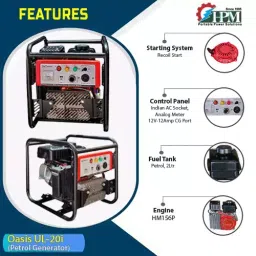 HPM Oasis Series 2 kVA 6.5 Amp Rated Output Recoil Start Petrol Engine EV Chargers Portable Inverter Generators, Oasis UL-20i image 2