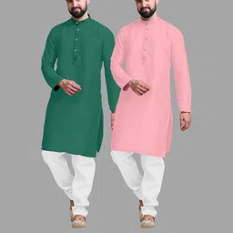 VS MALL Pink Cotton Blend Kurta Sets-picture-23