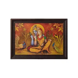 eCraftIndia Multicoloured Radha Krishna Satin Matt Texture Framed Wall Art-picture-32