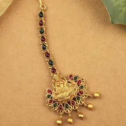 StileAdda Gold-Plated Stones Studded Temple Maang Tikka-picture-35