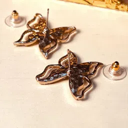 DressBerry Gold-Plated Artificial Stones Studded Butterfly Studs image 4