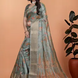 SP TEXTILE CLOTHES Woven Design Silk Blend Handloom Saree image 3