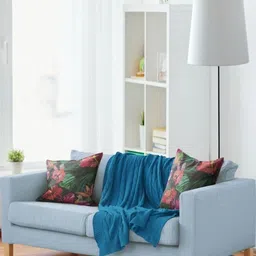 THEYAYACAFE Green & Grey Set of 2 Floral Velvet Square Cushion Covers image 5