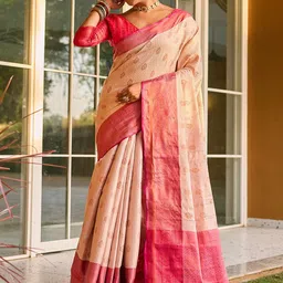 Anouk Floral Zari Silk Blend Designer Kanjeevaram Saree-image-1