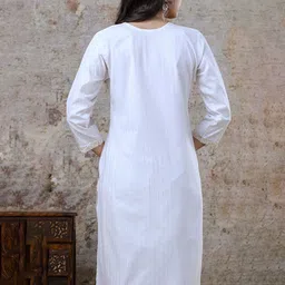 AUZAAI COLLECTION Selection Of 2 Yoke Design Thread Work Pure Cotton Straight Kurtas image 5