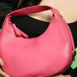 HAUTE SAUCE by Campus Sutra Women Textured Half Moon Leather Handheld Bag image 2