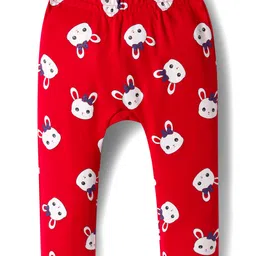 Doodle Poodle 100% Cotton Single Jersey Knit Full Length Diaper Leggings With Animal Print - Red-picture-12
