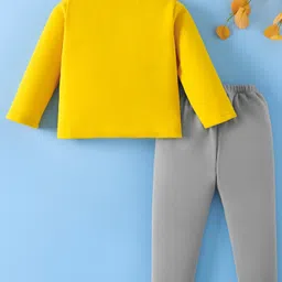 Mark & Mia Full Sleeves Winter Wear Night Suit with Tiger Print - Yellow image 2