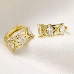 SALTY Gold-Plated Diamond Loop Contemporary Studs Earrings image 4