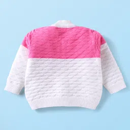 Babyhug Knit Full Sleeves Sweater Set With Booties & Cap - Pink image 3