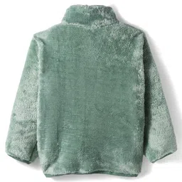 Mark & Mia Knit Full Sleeves Solid Color Fur SweatJacket with Pocket Detailing - Green image 3