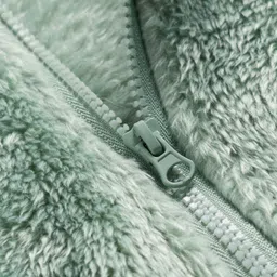 Mark & Mia Knit Full Sleeves Solid Color Fur SweatJacket with Pocket Detailing - Green image 4