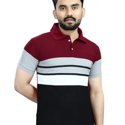 Moda Rapido Men Striped Polo Collar T-shirt image 1