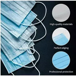 SRMD Non-Woven 3 Ply Face Mask Elastic Ear Loop Blue For Men and Women KR13 (Pack of 25 Piece) image 4