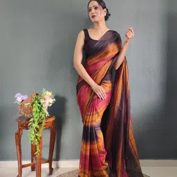 Rangtulika Ethnics Striped Poly Georgette Ready to Wear Saree-picture-28