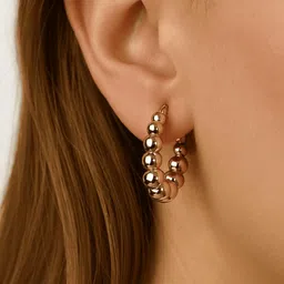ISHTAARA Gold-Toned Korean Stainless Steel Earrings-image-24
