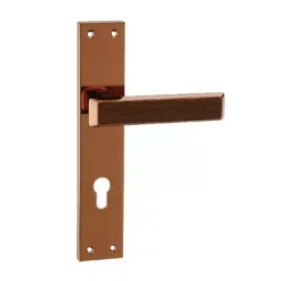 Europa Mortise Plate Handle Zinc 9 inch (228 mm) Rose Gold & Walnut Wood Finish, GMHZN708 image 1
