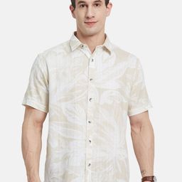 METTLE Men Spread Collar Floral Printed Cotton Casual Shirt-picture-34