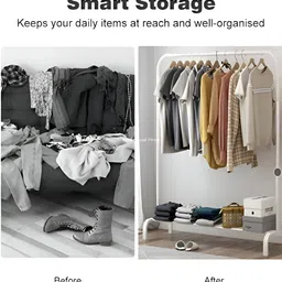 gk-jlpv Metal Multi functional Heavy-Duty Garment Stand Cloth Rack Freestanding Storage Carbon Steel Collapsible Wardrobe image 3