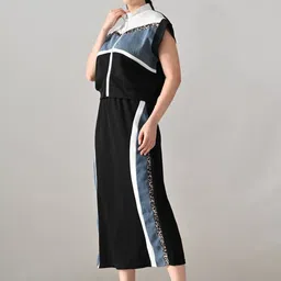 ANNY Embellished Round Neck Top & Skirt Co-Ord Set image 3