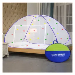 classic mosquito nets Classic Mosquito Net for Single Bed Foldable Machardani with 30 Pair of Stars - Blue-picture-29
