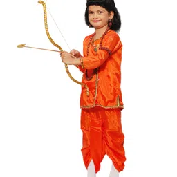 Itsmycostume Satin Full Sleeves Vanvasi Ram Theme Costume Set - Orange-picture-11