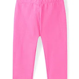 Babyhug Cotton Lycra Knit Full Length Solid Leggings with Stretch - Dark Pink-picture-33