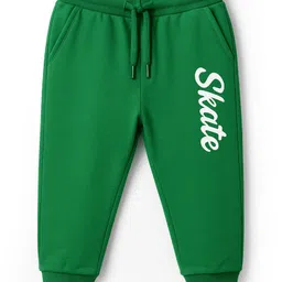 nuberry Cotton Knit Skate Text Printed Joggers - Green-picture-17