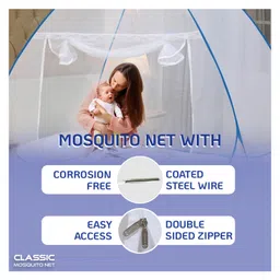 classic mosquito nets Classic Mosquito Net for Single Bed Foldable Machardani with 30 Pair of Stars - Blue image 2