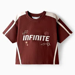 OLLINGTON ST. Cotton Half Sleeves Printed Top & Joggers Set - Brown image 2