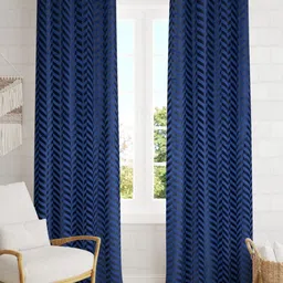 B' Decorlish Navy Blue Set of 2 Geometric Room Darkening Window Curtain-image-91