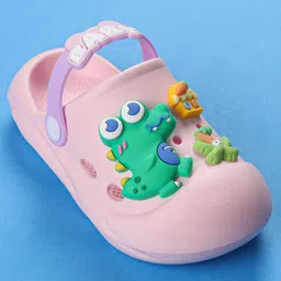 Oh! Pair Back Strap Closure Clogs With Dino Applique- Pink image 3