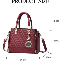 SYGA Women's Large Capacity Handbag Fashionable One-Shoulder & Crossbody Bag with Elegant Charm Pendant(Red) image 3