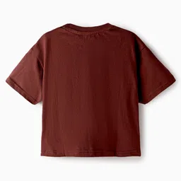 OLLINGTON ST. Cotton Half Sleeves Printed Top & Joggers Set - Brown image 3