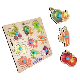 Mingkids Kids EducationalPuzzles Learning Toys Kit Board Game Set of Numbers Alphabets & Vegetables Educational Toy Pack of 3 - 45 Pieces image 3