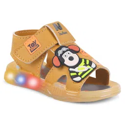 KATS Bear Applique Detailed LED Sandals With Velcro Closure - Mustard image 5