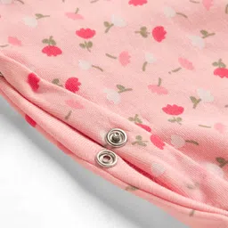 kookie kids india Kookie Kids Interlock Knit Full Sleeves Romper With Floral Print - Pink image 4