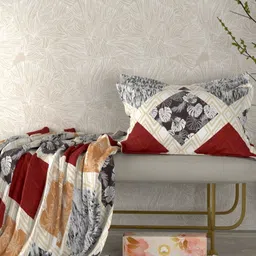 Pure Decor Cream-Coloured & Maroon Floral 260 TC Queen Bedsheet with 2 Pillow Covers-image-32