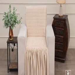 Fashion Throw Beige Self Design Velvet 1 Seater Sofa Cover-image-68