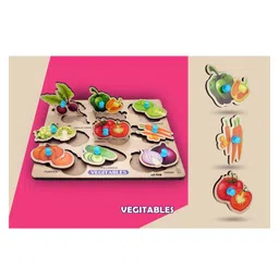 Mingkids Kids EducationalPuzzles Learning Toys Kit Board Game Set of Numbers Alphabets & Vegetables Educational Toy Pack of 3 - 45 Pieces image 4