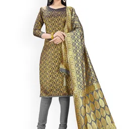Maroosh Floral Woven Design Zari Banarasi Silk Unstitched Dress Material-picture-38