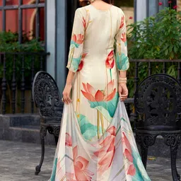 MOJILAA Women Floral Printed Regular Kurta with Trousers & Dupatta image 3