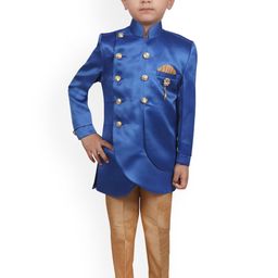 SG YUVRAJ Boys Blue & Brown Sherwani Set-picture-23