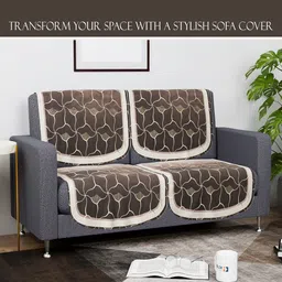 Myntra Elegant Homes Brown & Gold-Toned Polyester Sofa Cover image 2