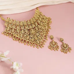 Peora Gold-Plated Ruby-Studded Jewellery Set-picture-21