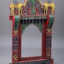 Exotic India Wooden Ethnic Motifs Matte Handmade Hall Jharokha Wall Hangings - 34 In-picture-20