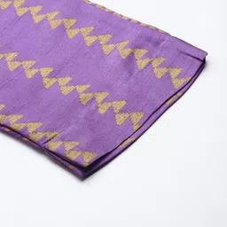 Sangria Women Purple Ethnic Motifs Printed Mandarin Collar Kurta with Trousers image 4